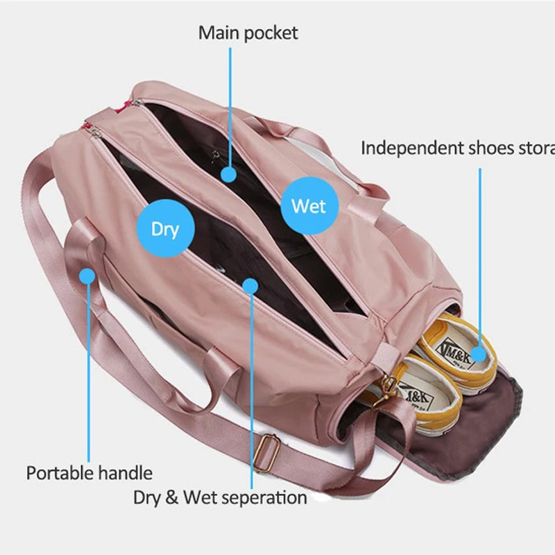Waterproof Sports Gym Bags Multifunction Dry Wet Separation Bags Fitness Training Yoga Luggage Shoulder Sac Bag with Shoes Bags